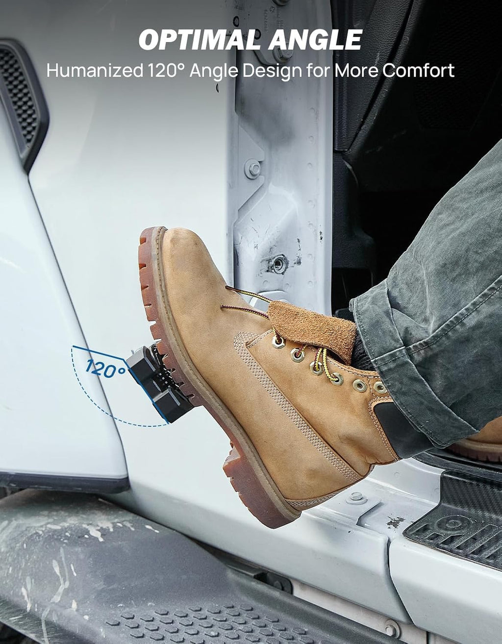 JOYTUTUS 120° CNC Wrangler Foot Pegs Doors Off Compatible with Wrangler JK, JKU, JL, JLU & Gladiator JT 2007 to 2025, Aluminum Exterior Door Hinge Foot Rest Pedals Footrests